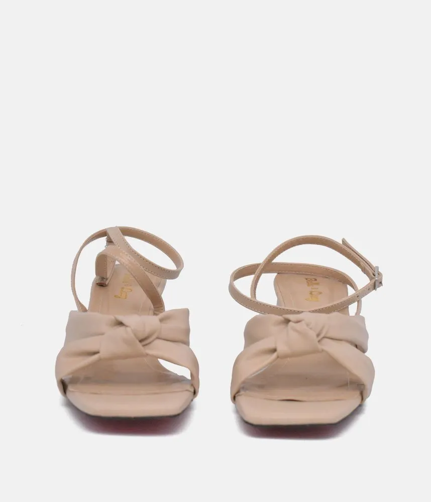 Belle & Lucy Dressy Beige Block Heels Sandals