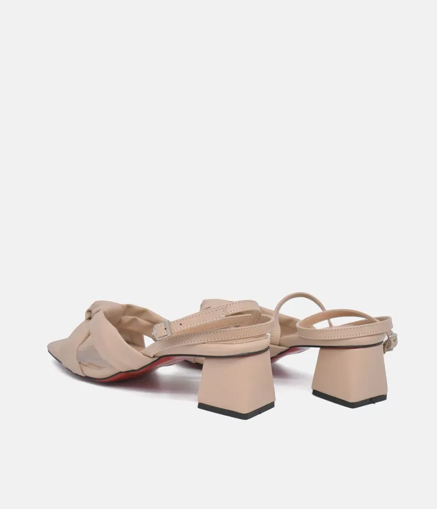 Belle & Lucy Dressy Beige Block Heels Sandals