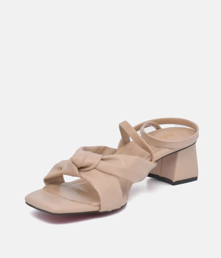 Belle & Lucy Dressy Beige Block Heels Sandals