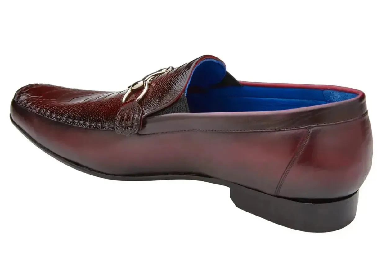 Belvedere Bruno 1026 Burgundy Genuine Ostrich/Italian Calf Loafers