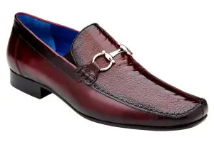 Belvedere Bruno 1026 Burgundy Genuine Ostrich/Italian Calf Loafers
