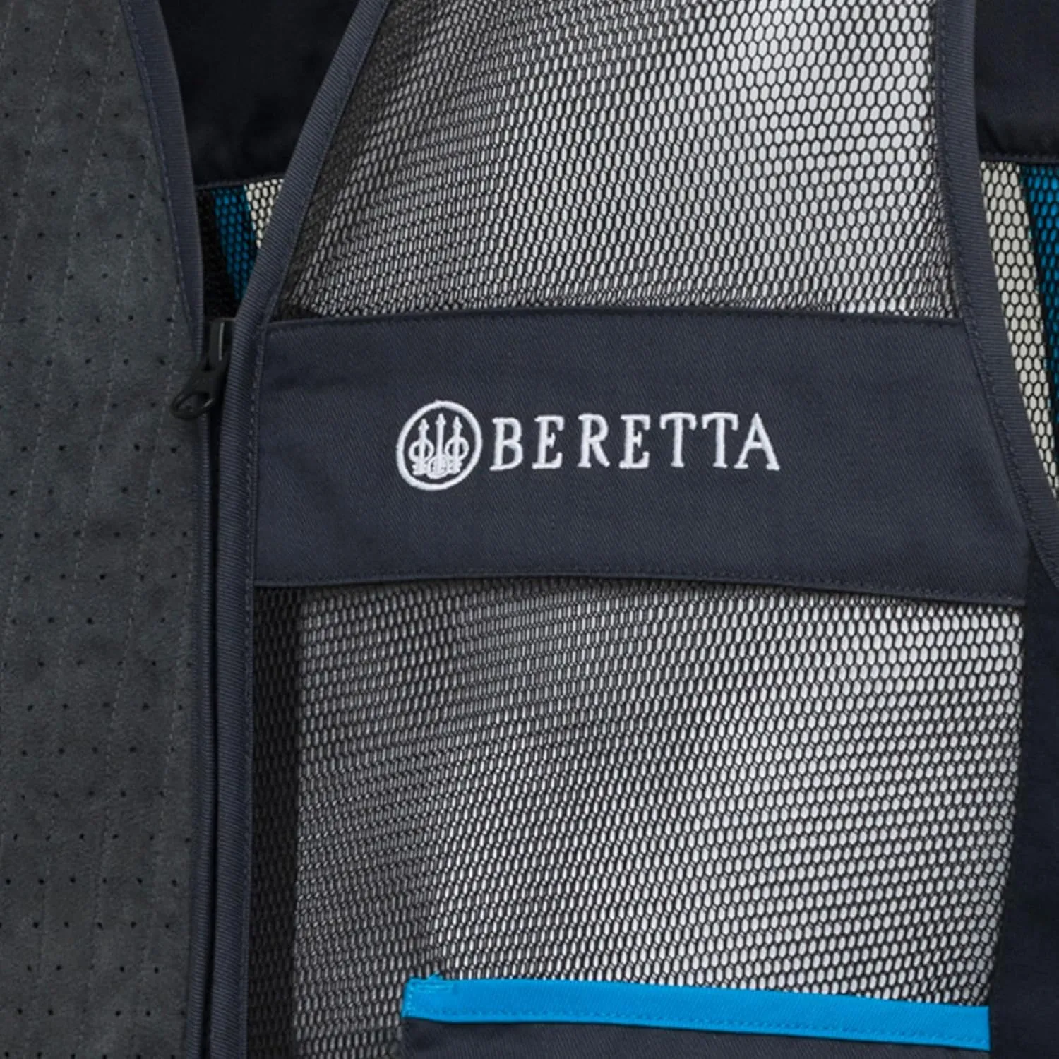 Beretta Men's Uniform Pro 20.20 Breathable Slim Fit Microsuede Patch Front Zip Competition Clay Shooting Mesh Vest w/ Pockets