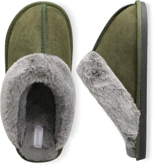 Besroad Mens Slippers Memory Foam House Slippers Warm Fuzzy Bedroom Slide House Shoes Indoor Outdoor Scuff