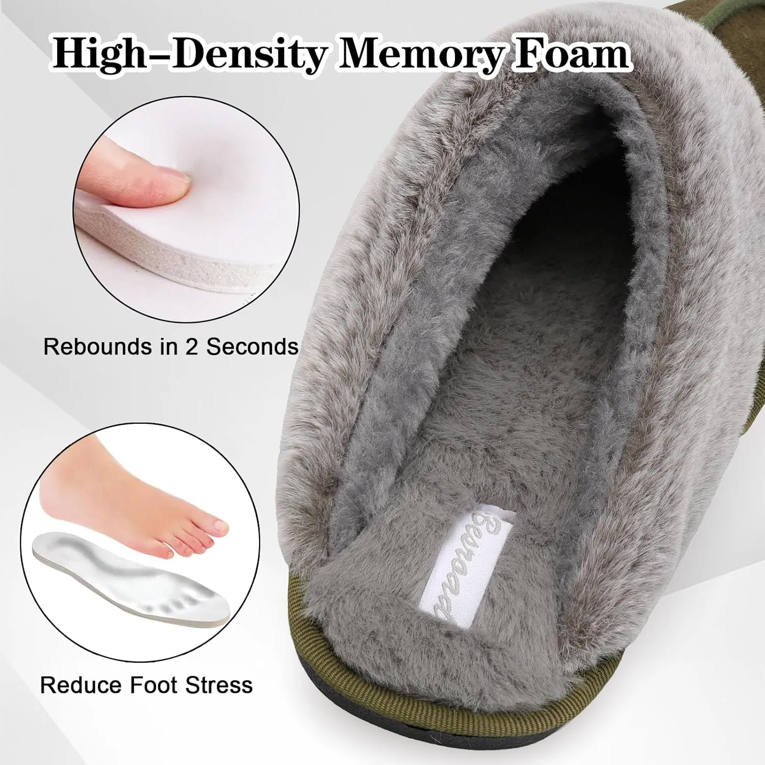 Besroad Mens Slippers Memory Foam House Slippers Warm Fuzzy Bedroom Slide House Shoes Indoor Outdoor Scuff