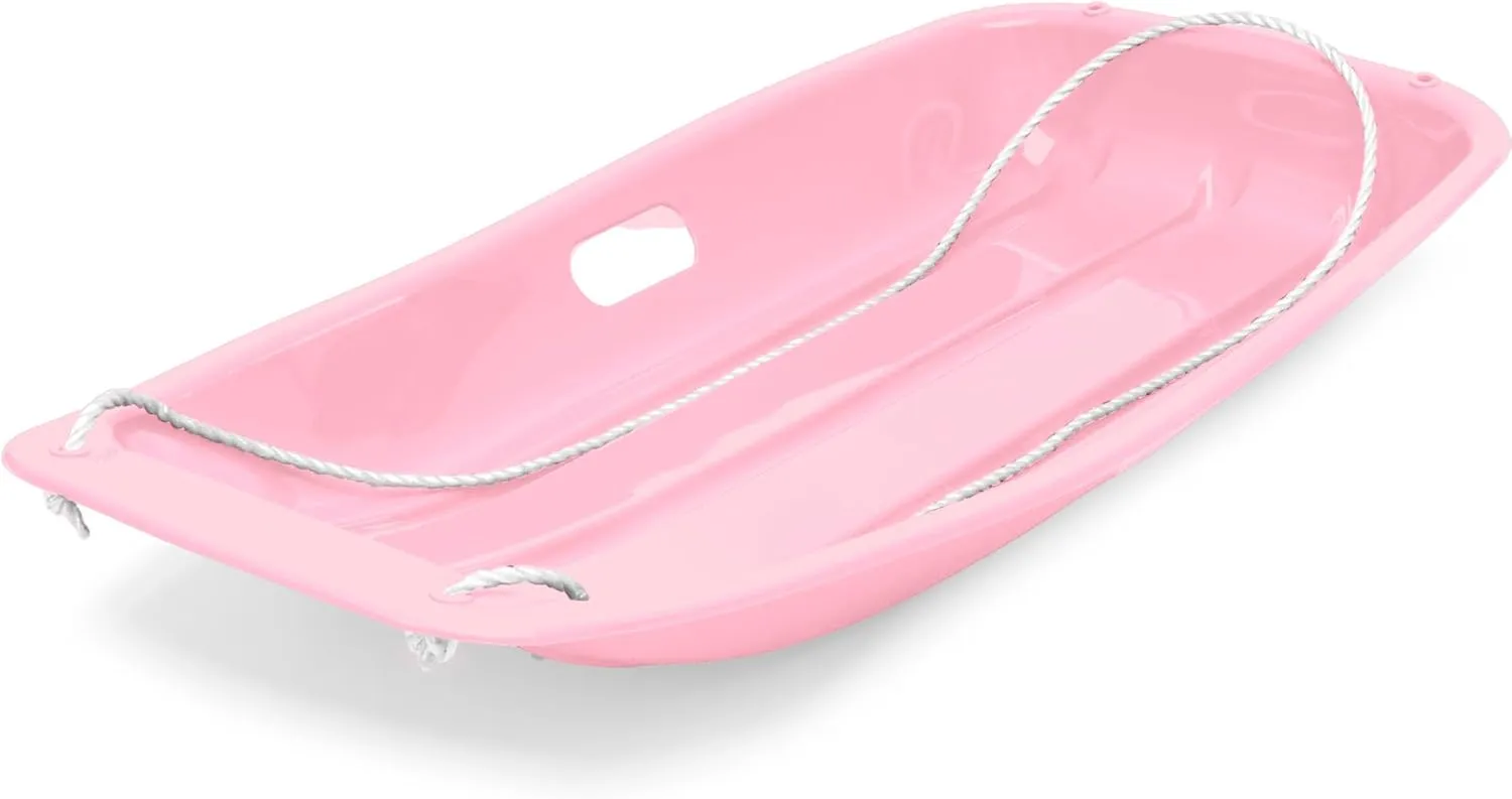 Best Choice Products 35in Kids Plastic Toboggan Snow Sled w/Pull Rope, 2 Handles