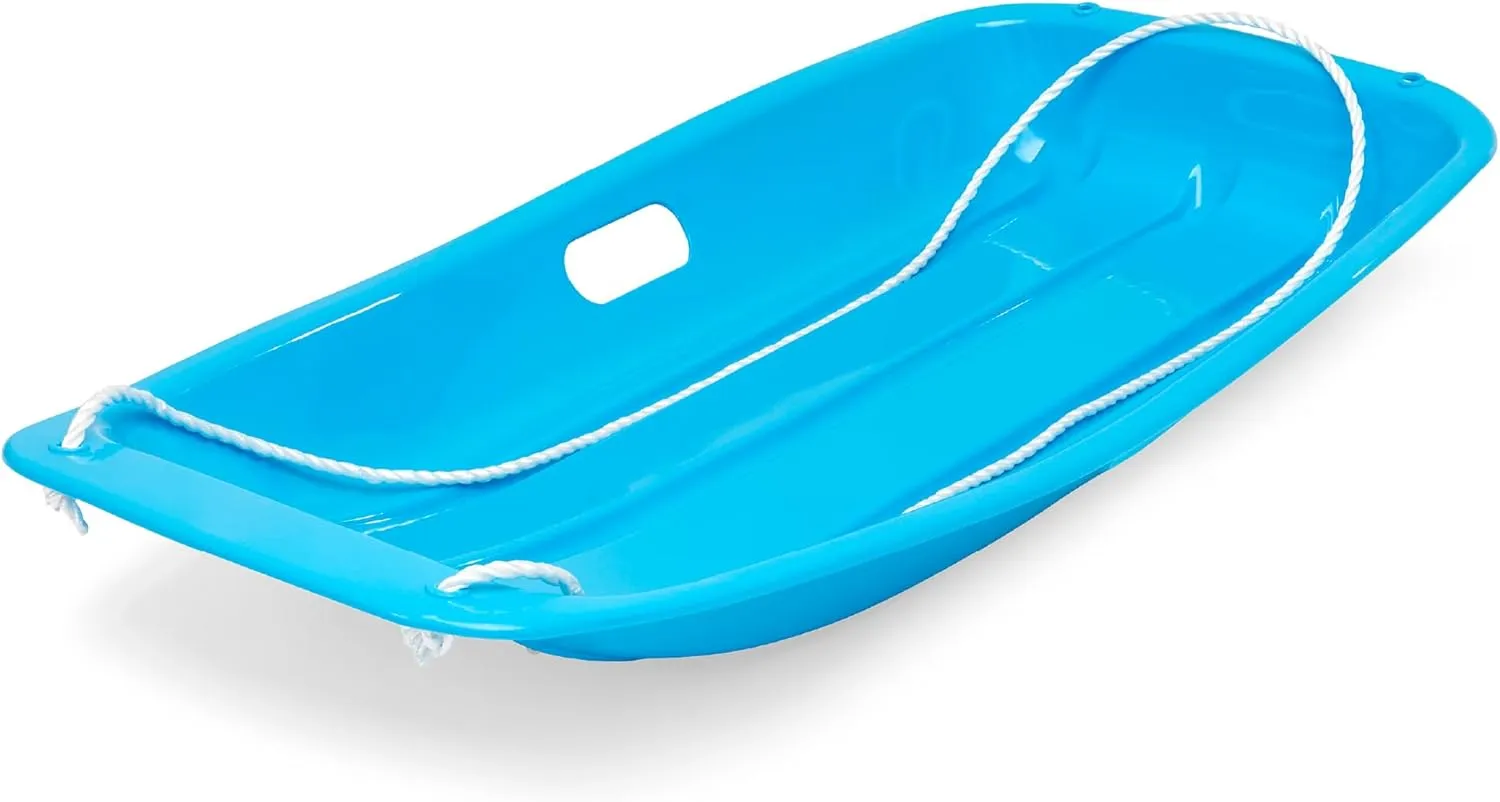Best Choice Products 35in Kids Plastic Toboggan Snow Sled w/Pull Rope, 2 Handles
