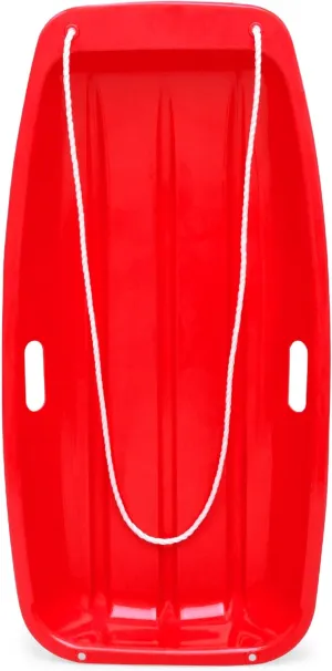Best Choice Products 35in Kids Plastic Toboggan Snow Sled w/Pull Rope, 2 Handles