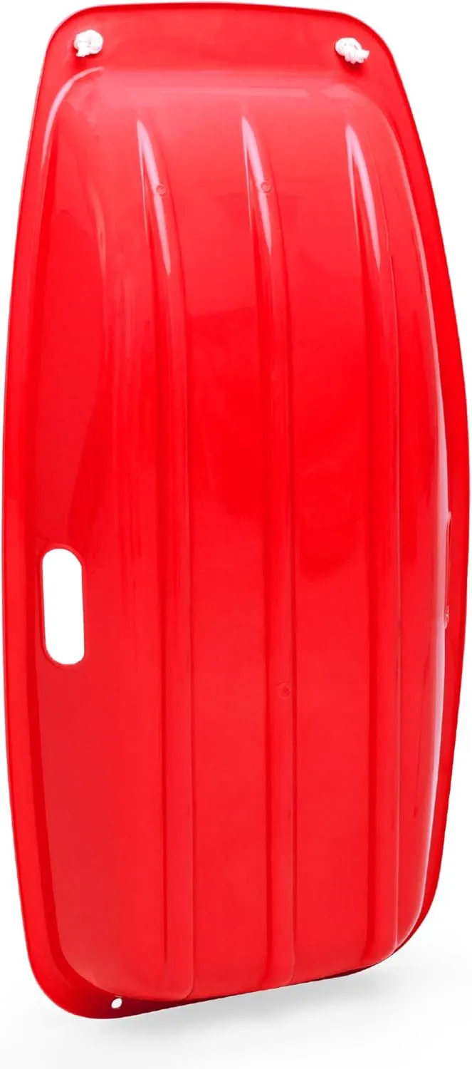 Best Choice Products 35in Kids Plastic Toboggan Snow Sled w/Pull Rope, 2 Handles