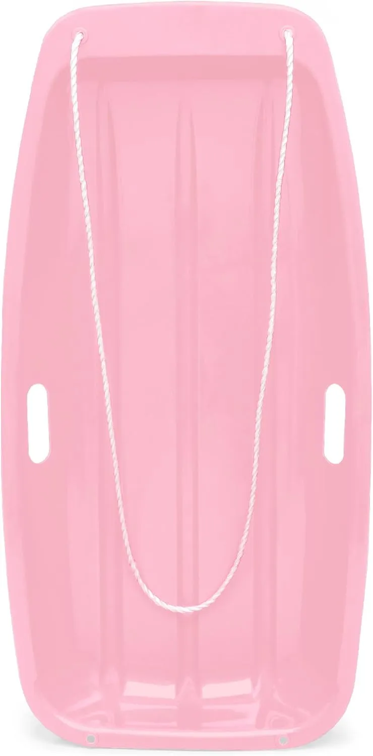 Best Choice Products 35in Kids Plastic Toboggan Snow Sled w/Pull Rope, 2 Handles