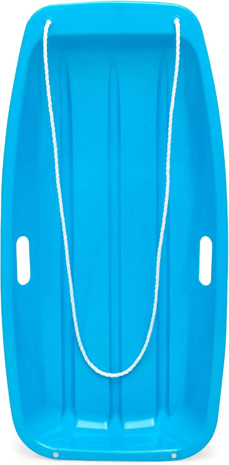 Best Choice Products 35in Kids Plastic Toboggan Snow Sled w/Pull Rope, 2 Handles