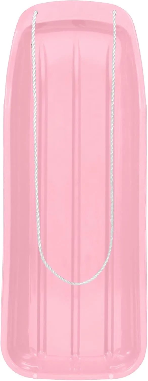 Best Choice Products 48in Kids Plastic Toboggan Snow Sled w/Pull Rope