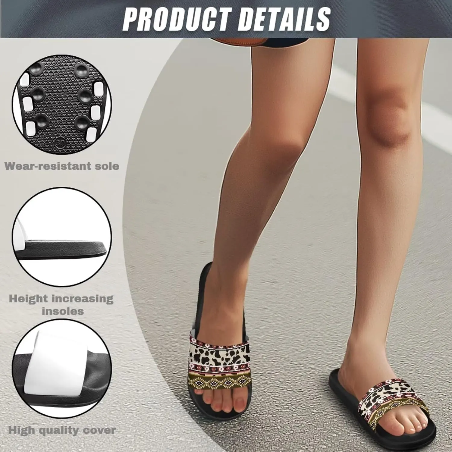 Binienty Women's Wide Slide Sandals Trendy Beach Flip Flops Lightweight Flat Slide Sandals for Daily Walks,Poolside,Water Park