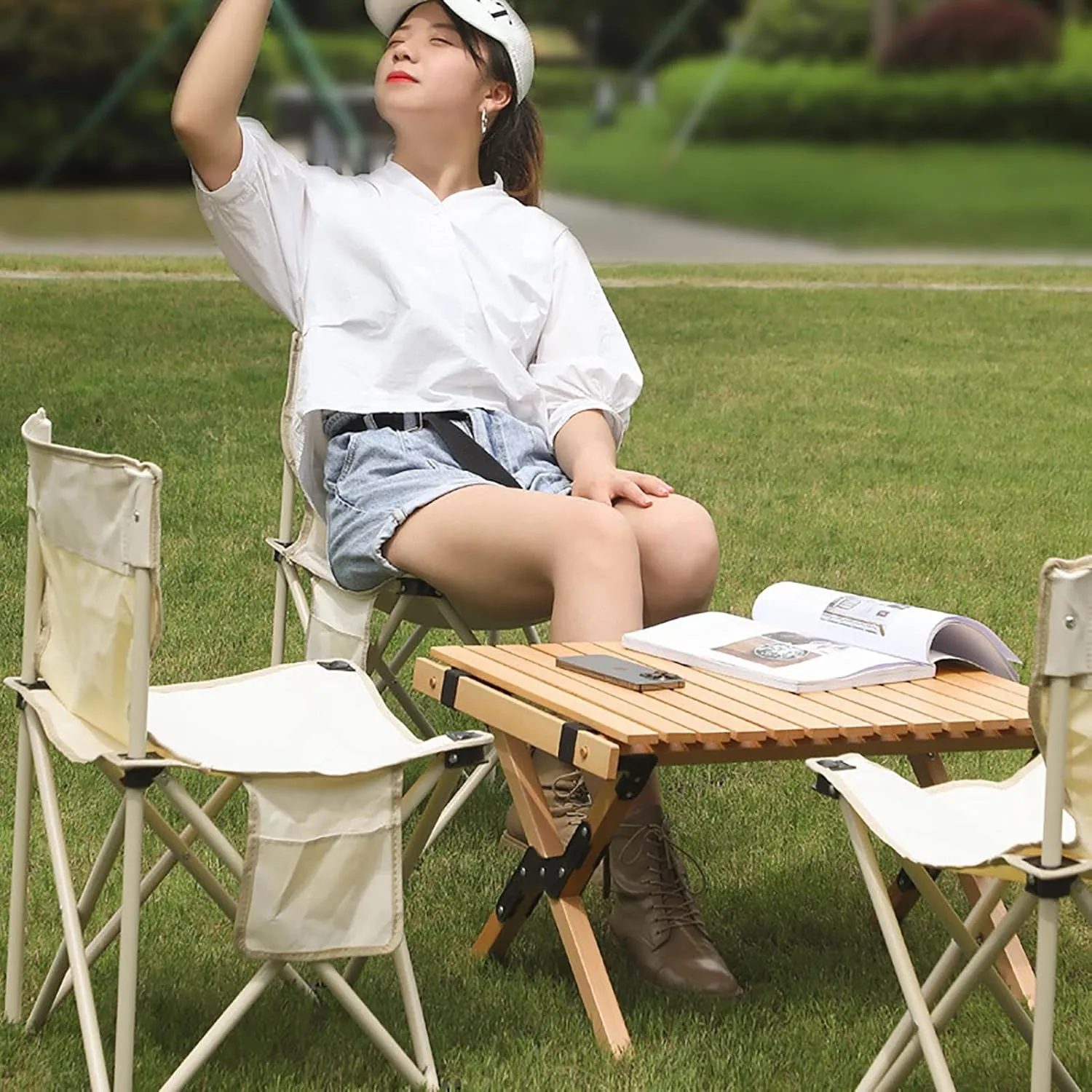 BK&MF Folding Camping Chair,Comfortable Reclining Folding Chair with Storage Pocket Adjustable Lawn Chair Stable Compact for Storage and Travel,A,39x39x64cm(15x15x25inch)