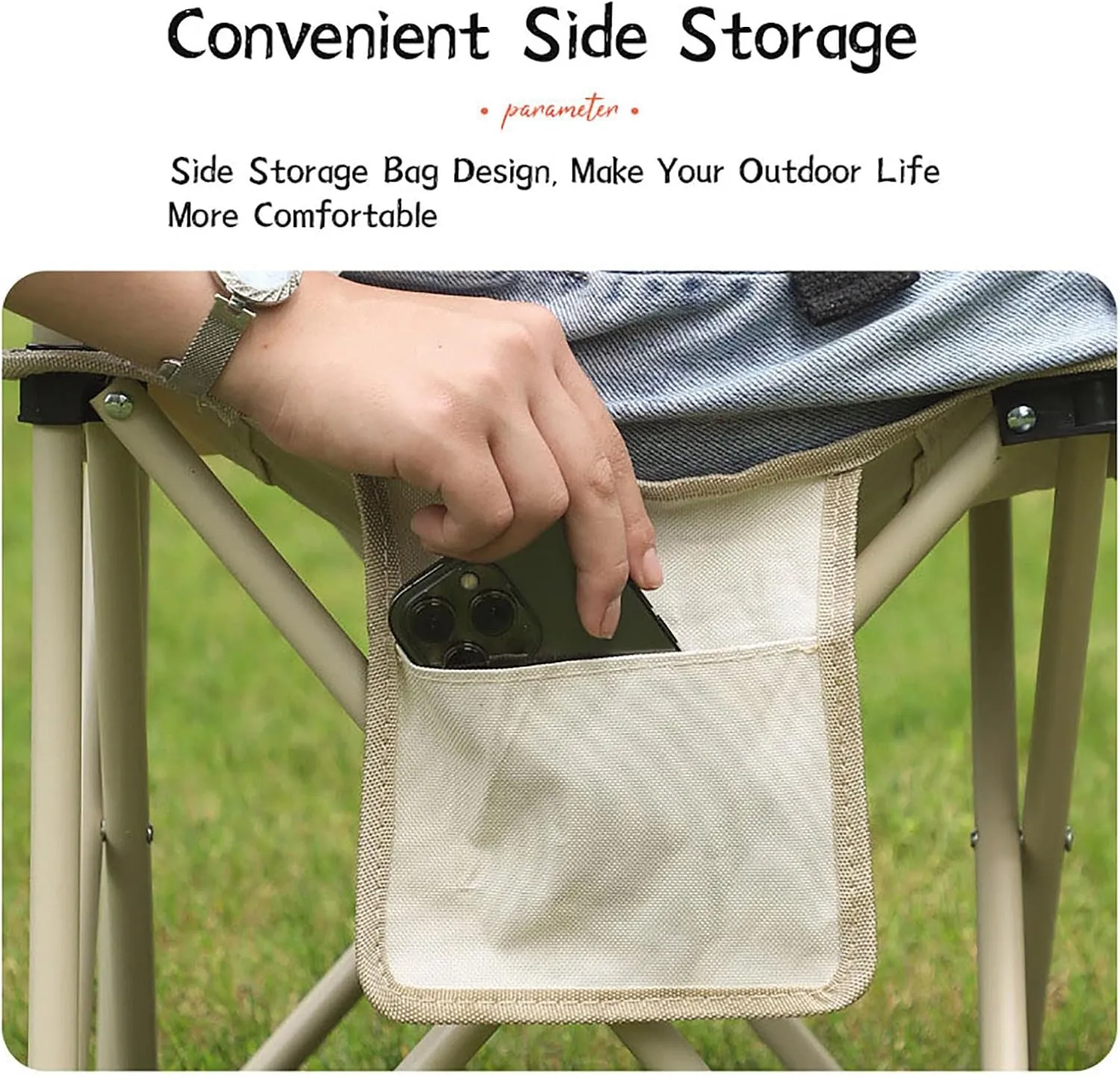 BK&MF Folding Camping Chair,Comfortable Reclining Folding Chair with Storage Pocket Adjustable Lawn Chair Stable Compact for Storage and Travel,A,39x39x64cm(15x15x25inch)