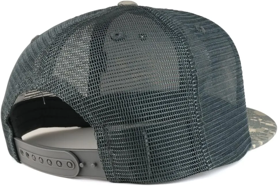 Black Olive American Flag Iron on Patch Flat Bill Ripstop Trucker Mesh Cap