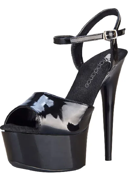 Black Platform Sandal With Quick Release Strap 6in Heel