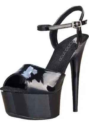 Black Platform Sandal With Quick Release Strap 6in Heel