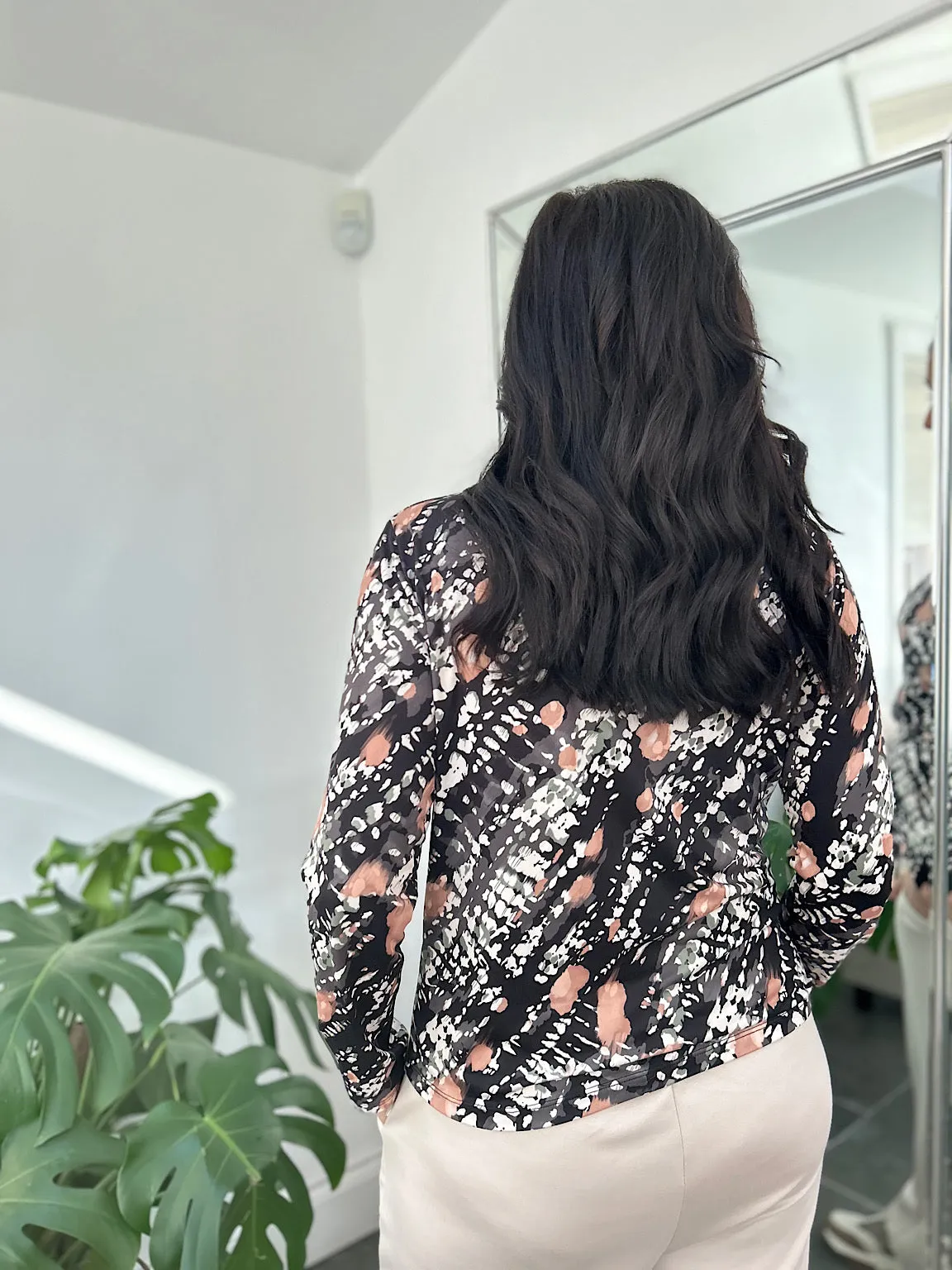 Black Printed Super Soft Roll Neck