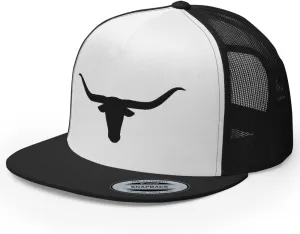 Blacken Western Trucker Hat Longhorn Cowboy Flat Bill High Crown Adjustable Aqua Cowboy Country Farm Rodeo Cap