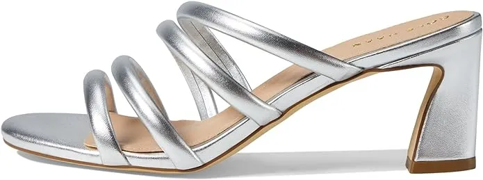 Block Squared Multi-device compatible Heeled Sandals Metallic Toe Slingback Cole Open Expansive catalogue Silver Adella Haan
