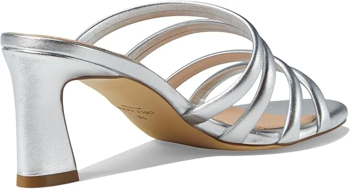 Block Squared Multi-device compatible Heeled Sandals Metallic Toe Slingback Cole Open Expansive catalogue Silver Adella Haan