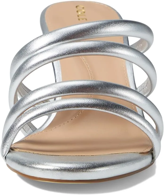 Block Squared Multi-device compatible Heeled Sandals Metallic Toe Slingback Cole Open Expansive catalogue Silver Adella Haan