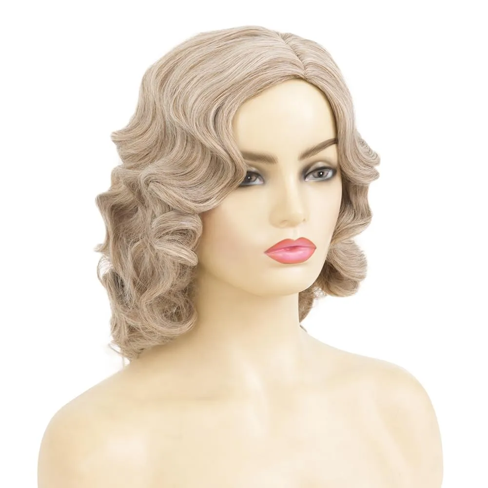 Blonde 1920s Wig for Women Long Finger Wave Party Hair Synthetic Full Vintage Blonde Wigs for Womens Lady Cosplay Costume Fancy Dress Flapper Wig