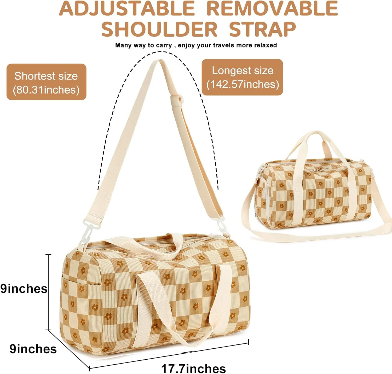 BLUBOON Duffle Bag Girls Kids Cute Gym Bag with Shoes Compartment & Wet Separation Waterproof Sports Overnight Travel Bag