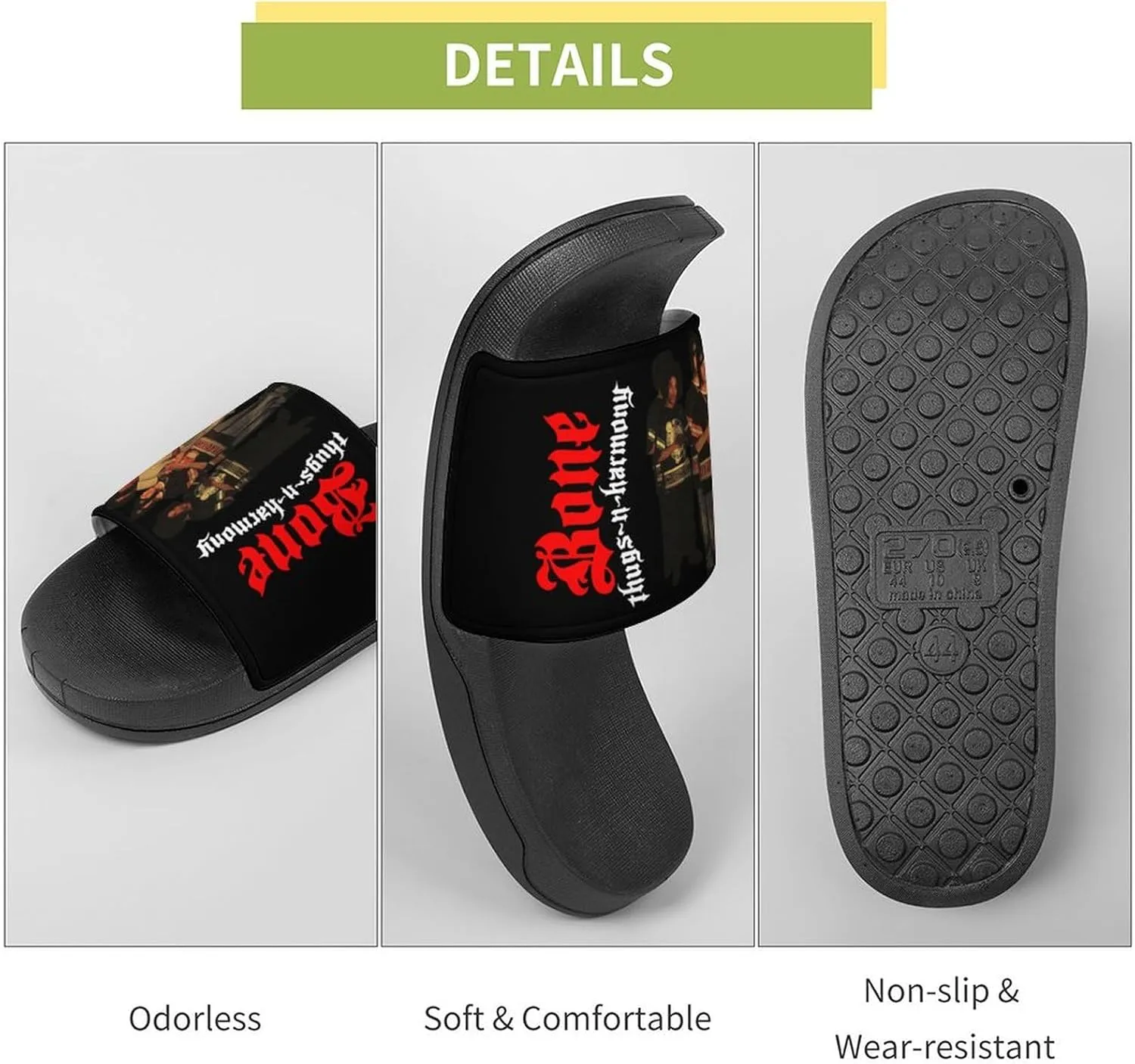 Bone Band Thugs Music N Rap Harmony PVC Home Slippers Womans Man Slipper Non Slip Lightweight Open Toe Beach Breathable Shoes Quick Drying Sandal