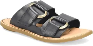 BORN Womens Buckle Leather Slide Sandals