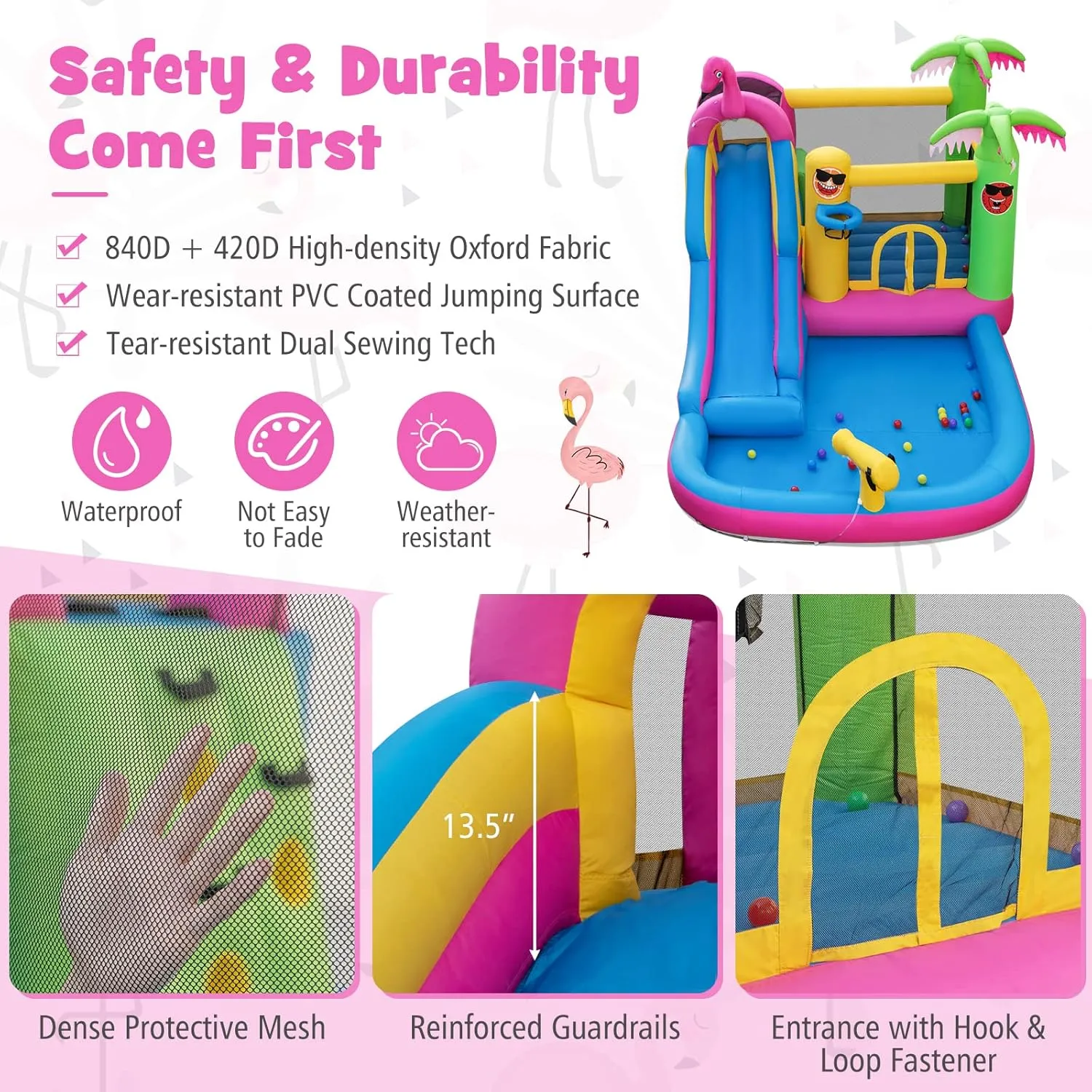 BOUNTECH Inflatable Bounce House with Waterslide & Ball Pit for Outdoor Fun with Ocean Balls, Bouncy Castle Water Slide for Big Kids Backyard Party Birthday Gifts