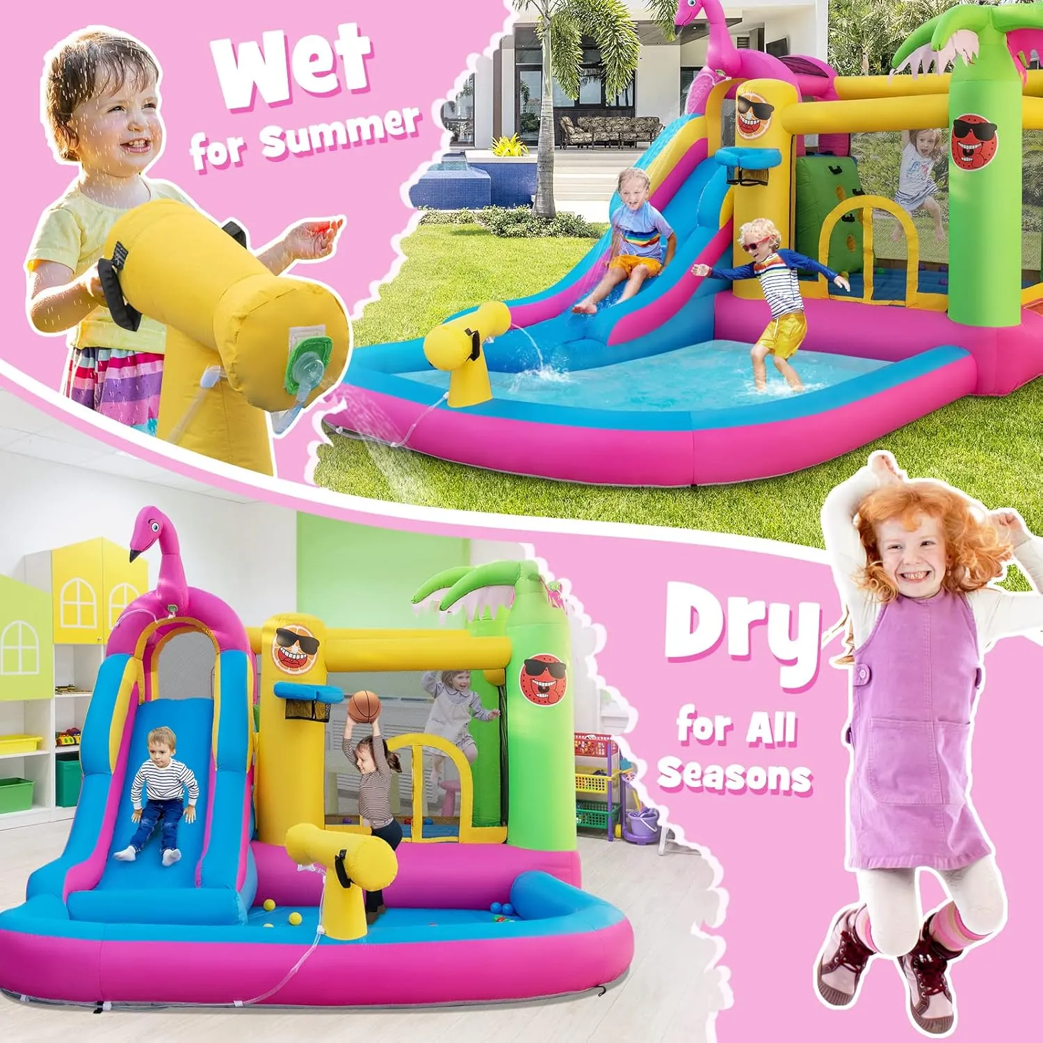 BOUNTECH Inflatable Bounce House with Waterslide & Ball Pit for Outdoor Fun with Ocean Balls, Bouncy Castle Water Slide for Big Kids Backyard Party Birthday Gifts