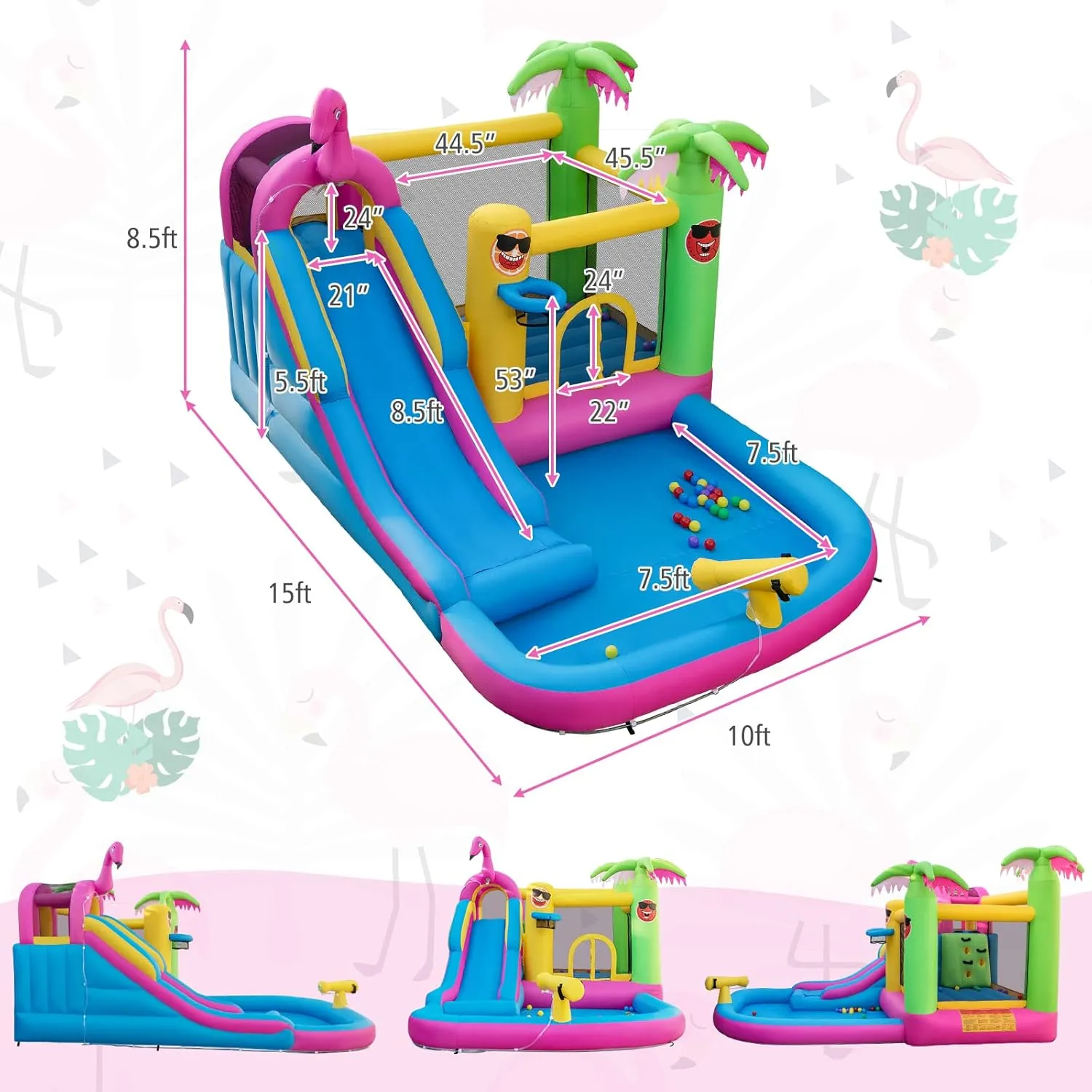 BOUNTECH Inflatable Bounce House with Waterslide & Ball Pit for Outdoor Fun with Ocean Balls, Bouncy Castle Water Slide for Big Kids Backyard Party Birthday Gifts