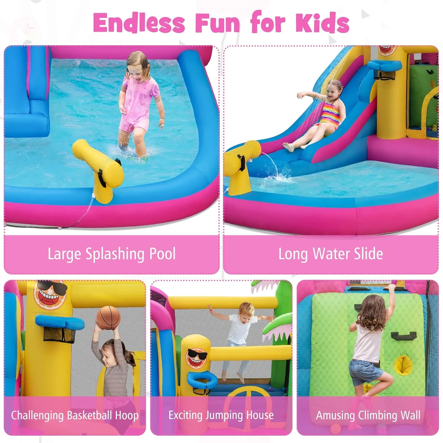 BOUNTECH Inflatable Bounce House with Waterslide & Ball Pit for Outdoor Fun with Ocean Balls, Bouncy Castle Water Slide for Big Kids Backyard Party Birthday Gifts