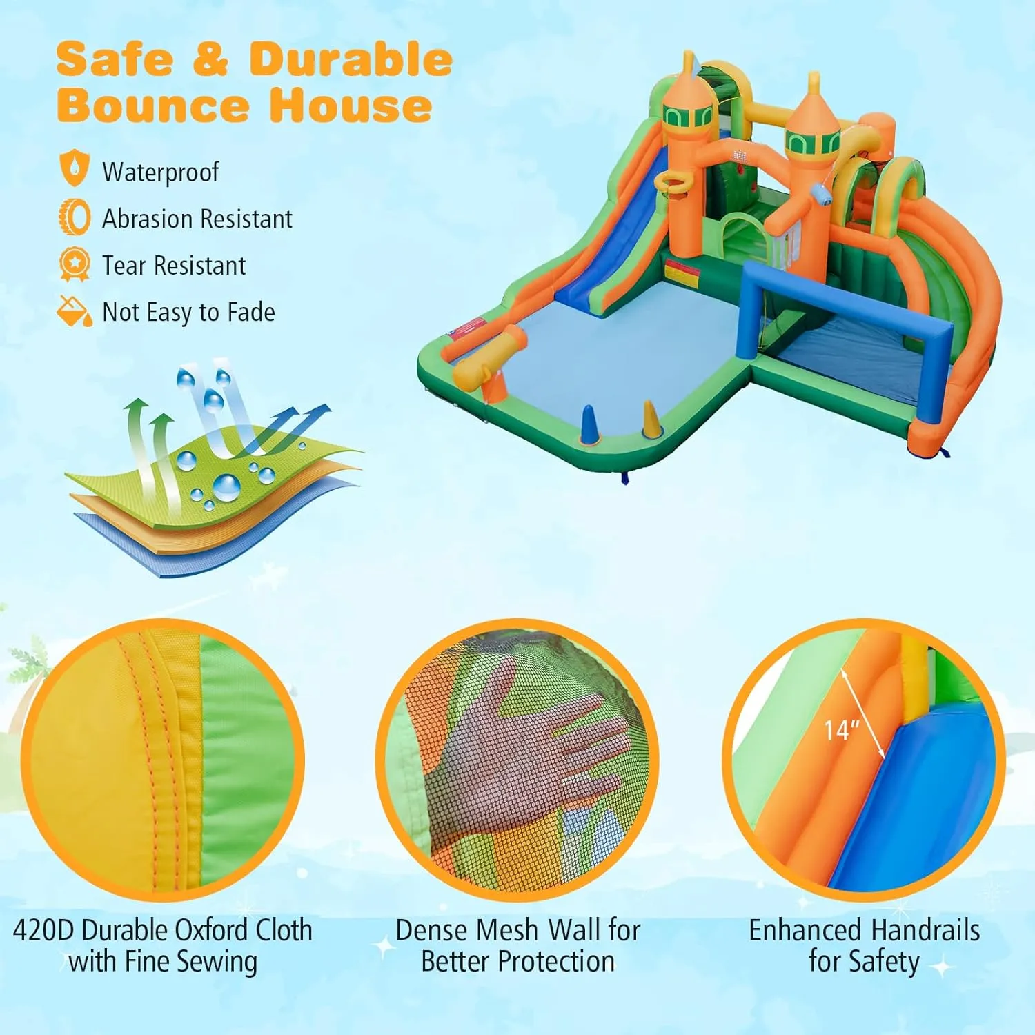 BOUNTECH Inflatable Water Slide, 9 in 1 Dual Slides Kids Water Park Jump Castle Water Soccer, Splash Pool, Water Slides Inflatables for Outdoor, Backyard Water Slide Bounce House with GFCI Blower