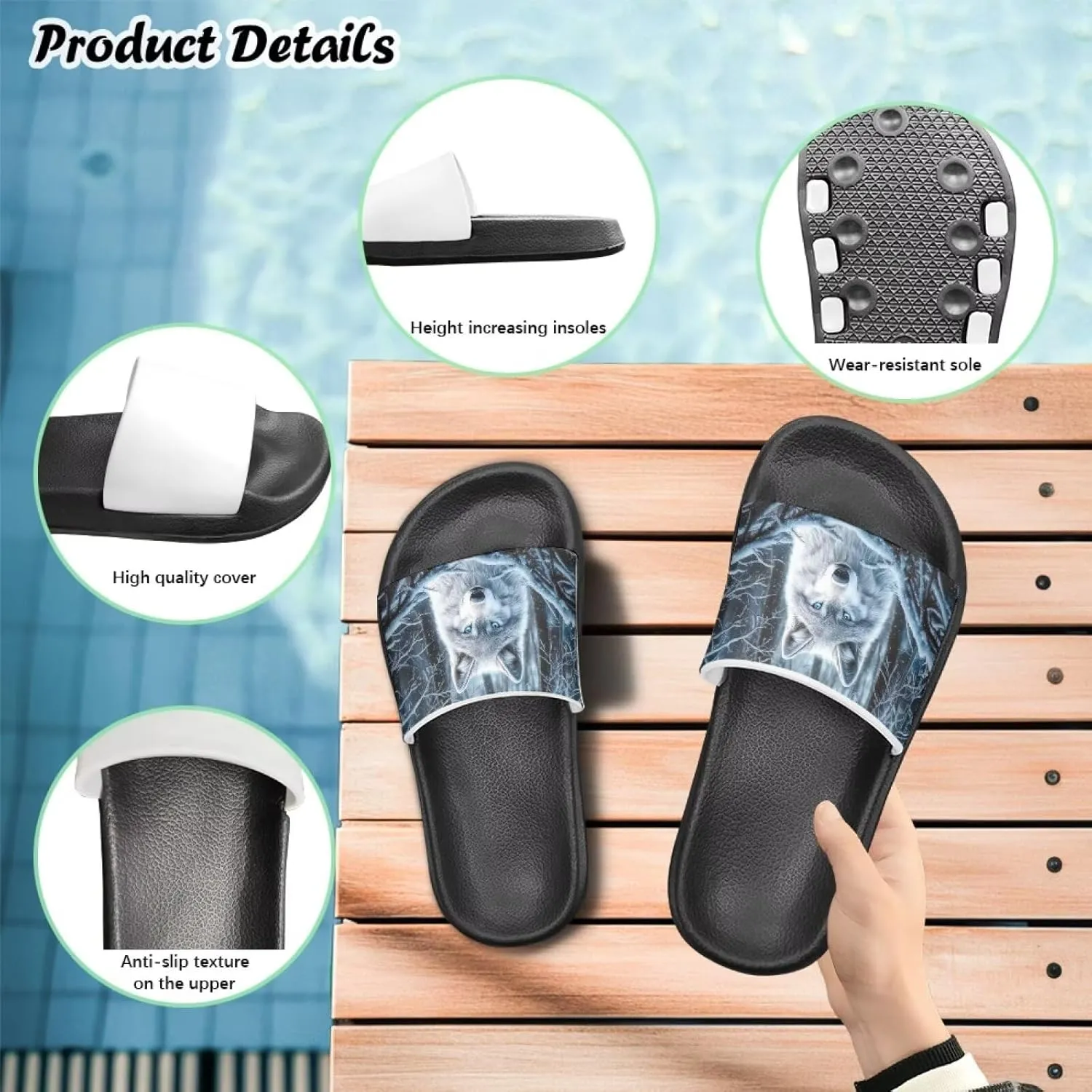Boys Slides Sandal Non-slip Kids Pool Slides for Beach Lightweight