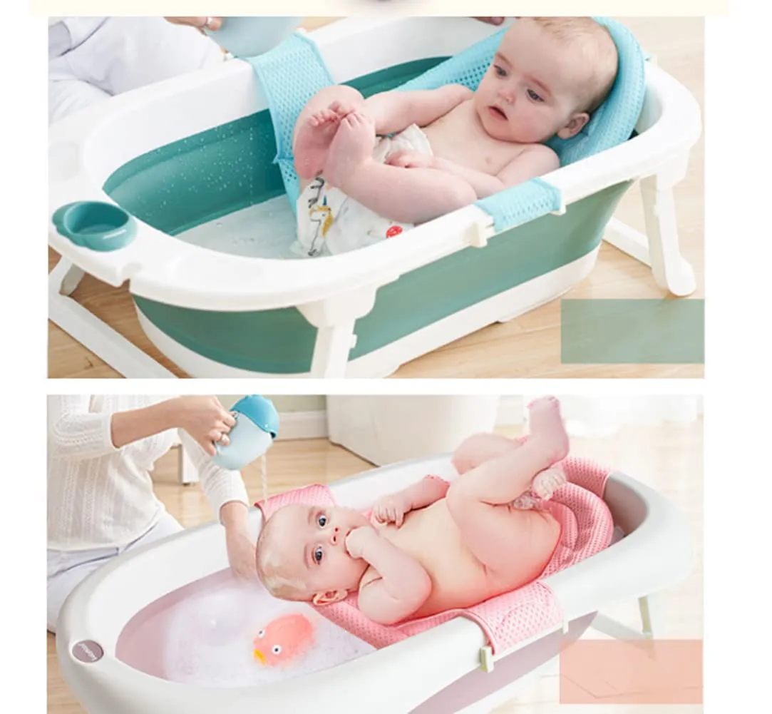 Breathable Mesh Newborn Baby Bath Mat Baby Tub Pillow Adjustable Non-Slip Bath Seat Pad Bath Cushion for Bathtub for 0-18 Months (NO TUB)