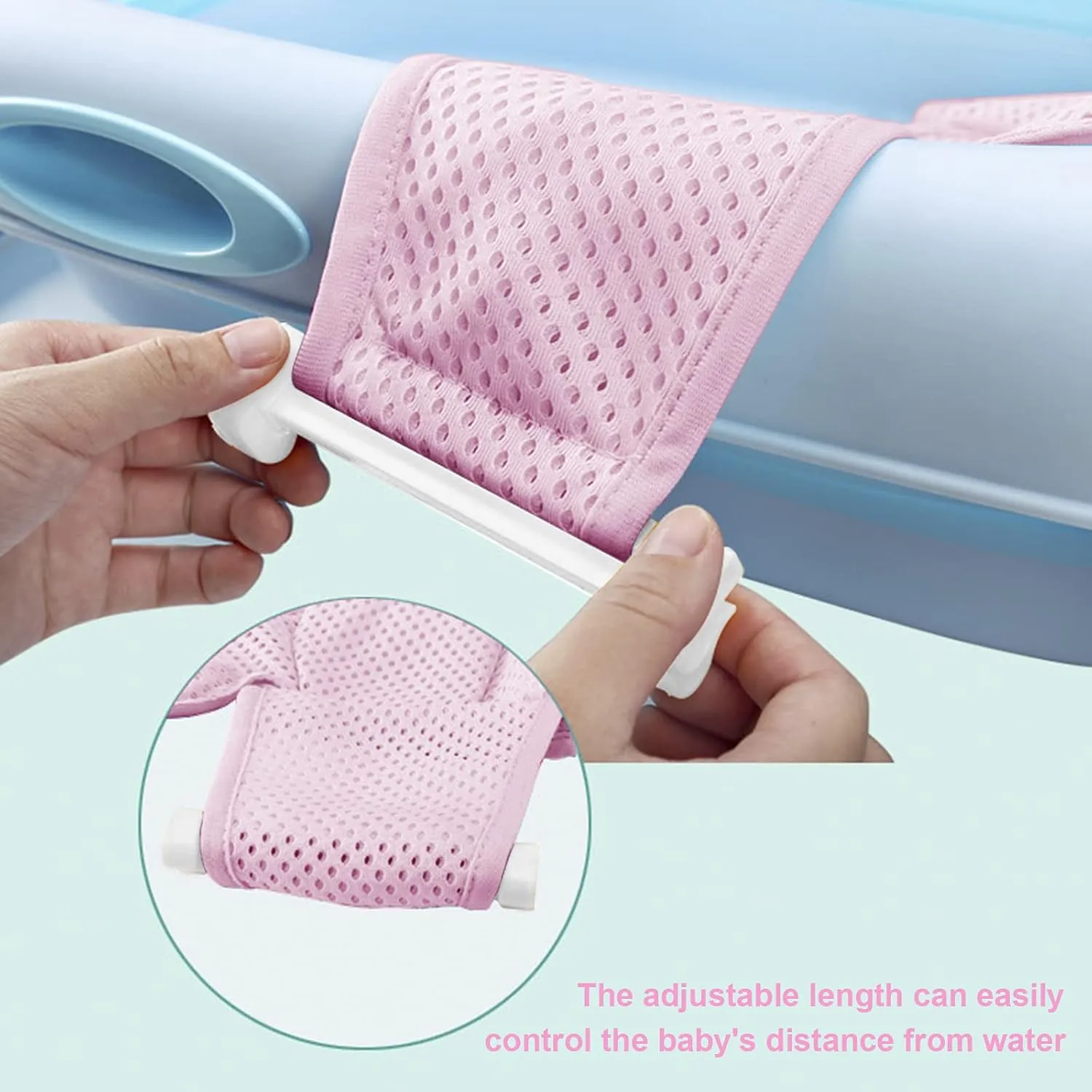 Breathable Mesh Newborn Baby Bath Mat Baby Tub Pillow Adjustable Non-Slip Bath Seat Pad Bath Cushion for Bathtub for 0-18 Months (NO TUB)