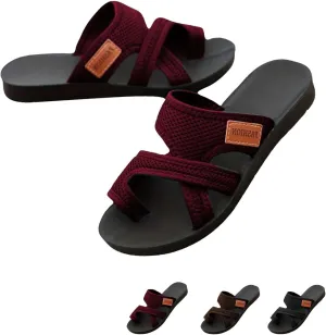 Breathable Mesh Slide Sandals, 2024Women's Hollow Mesh Slide Sandals with Toe Loop, Summer Casual Mesh Flats Slippers