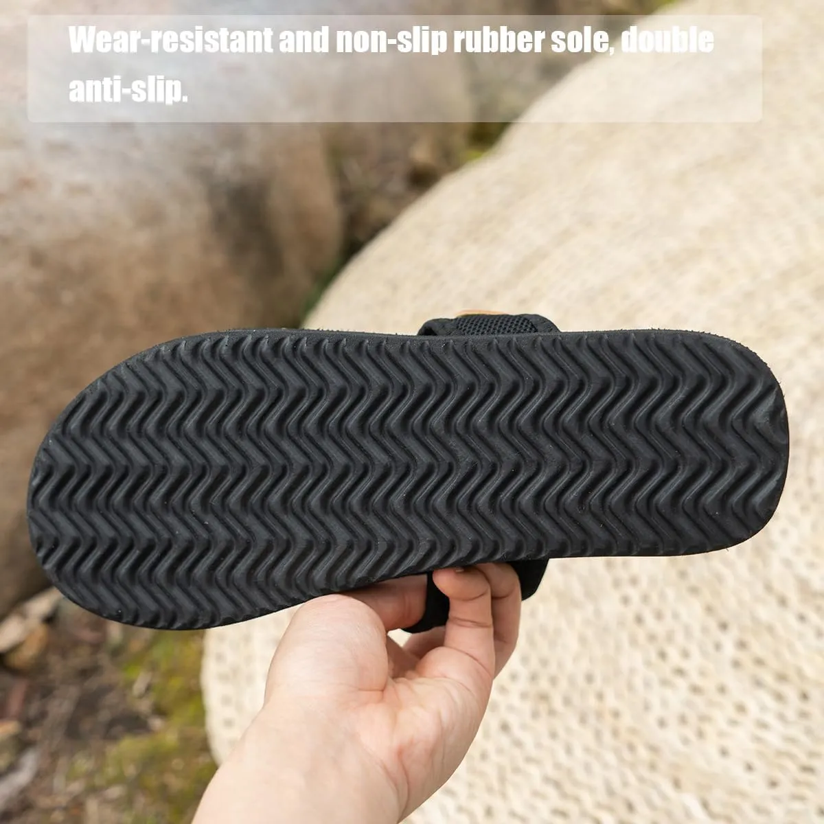 Breathable Mesh Slide Sandals, 2024Women's Hollow Mesh Slide Sandals with Toe Loop, Summer Casual Mesh Flats Slippers