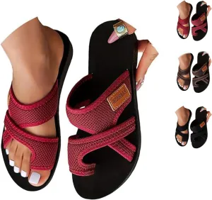 Breathable Mesh Slide Sandals For Women,Breathable Mesh Flip Flops，Arch Support Comfortable Beach Sandals
