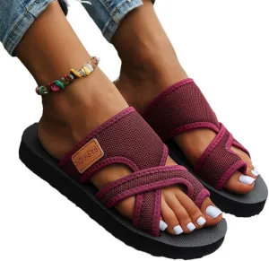Breathable Mesh Slide Sandals,Brahusd Sandals Fashion Hollow Mesh Slide Casual Flats Arch Support Orthopedic Slippers