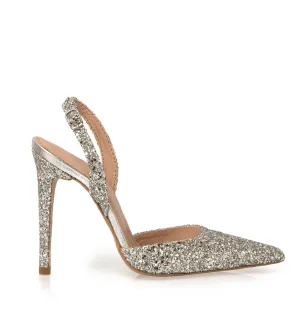 Brielle Silver Glitter Slingback Sandals