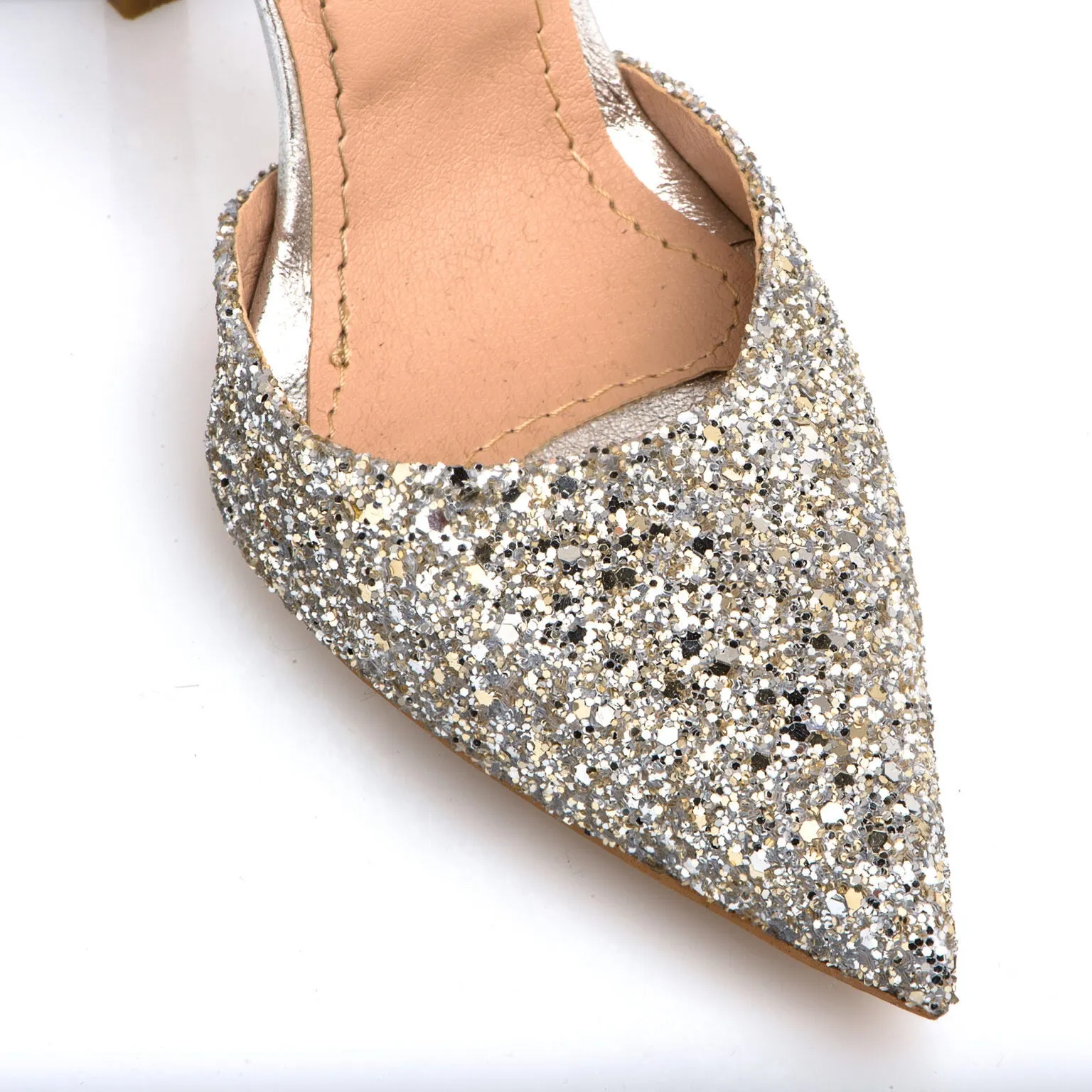 Brielle Silver Glitter Slingback Sandals