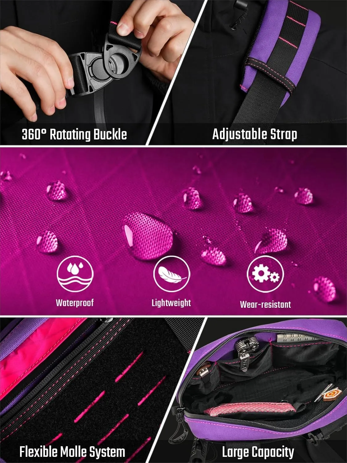 Cache L3S Purple Crossbody Shoulder Bag, Multipurpose Sling Bag, Chest Backpack Casual Shoulder for Daily Carry (Small)