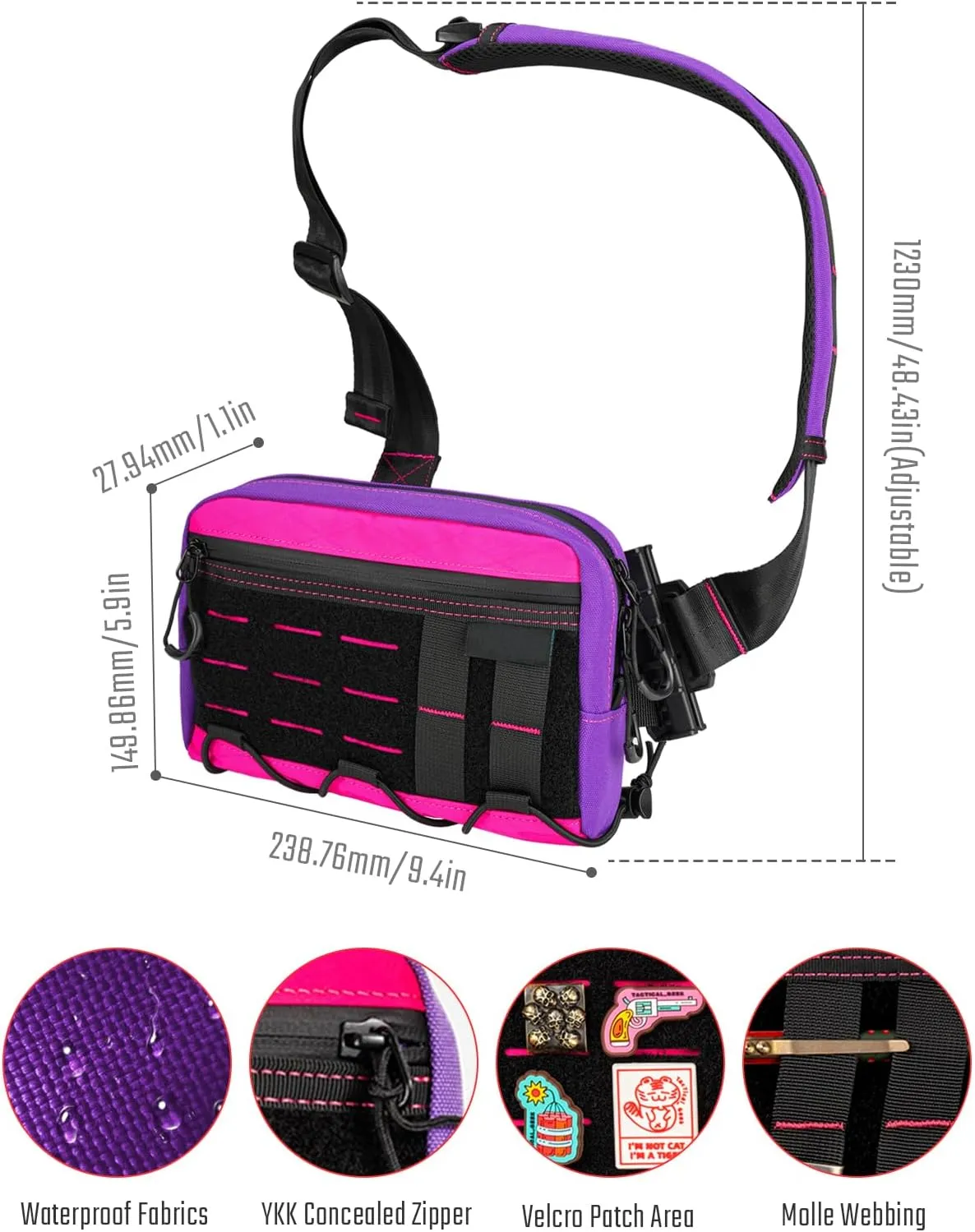 Cache L3S Purple Crossbody Shoulder Bag, Multipurpose Sling Bag, Chest Backpack Casual Shoulder for Daily Carry (Small)
