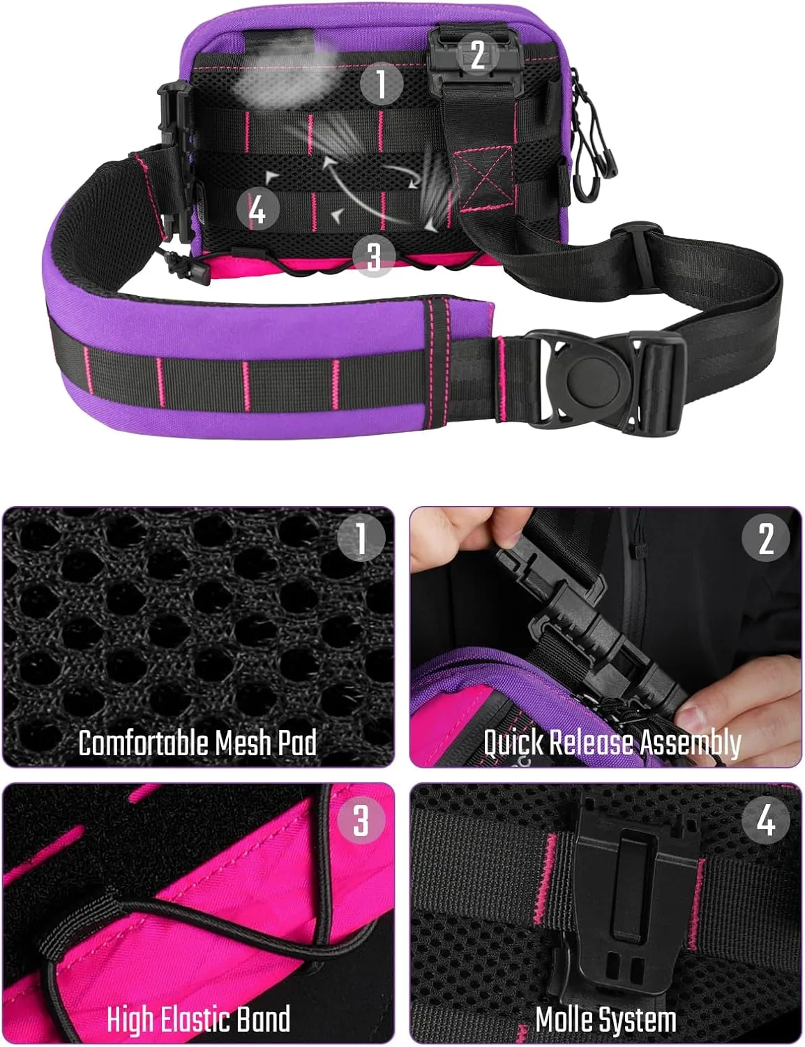 Cache L3S Purple Crossbody Shoulder Bag, Multipurpose Sling Bag, Chest Backpack Casual Shoulder for Daily Carry (Small)