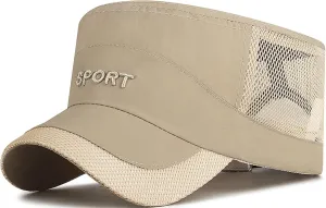 Cadet Army Cap Mesh Quick Qry Flat Top Cap Military Hat for Men Women