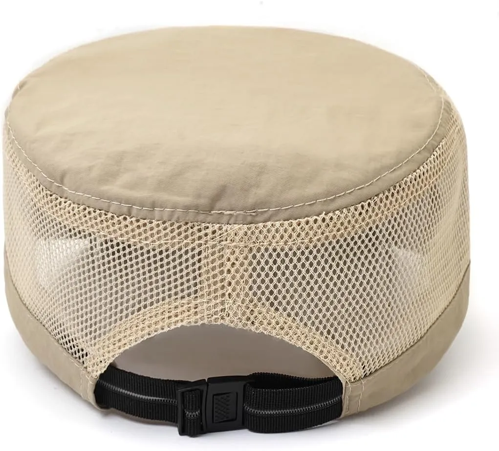 Cadet Army Cap Mesh Quick Qry Flat Top Cap Military Hat for Men Women