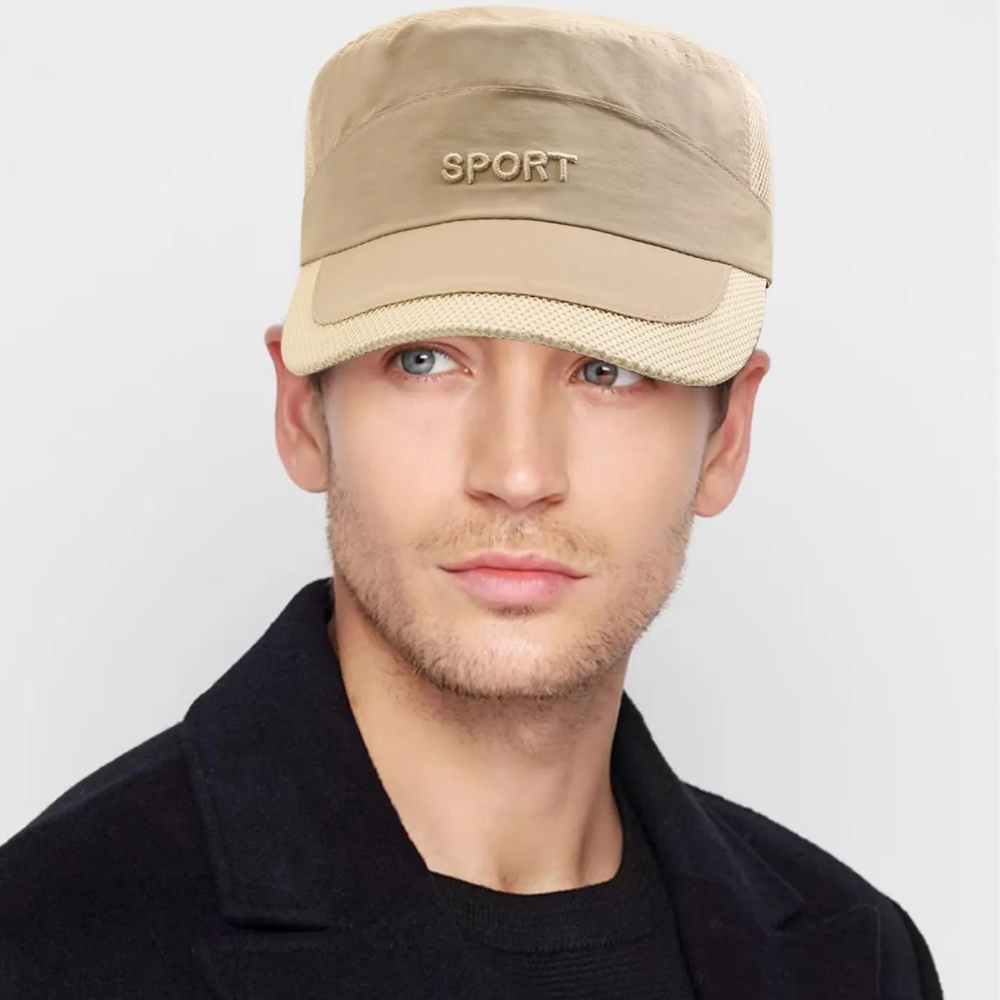 Cadet Army Cap Mesh Quick Qry Flat Top Cap Military Hat for Men Women